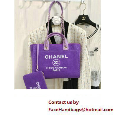 chanel Mixed Fibers, Calfskin  &  Gold-Tone Metal shopping bag purple 2024